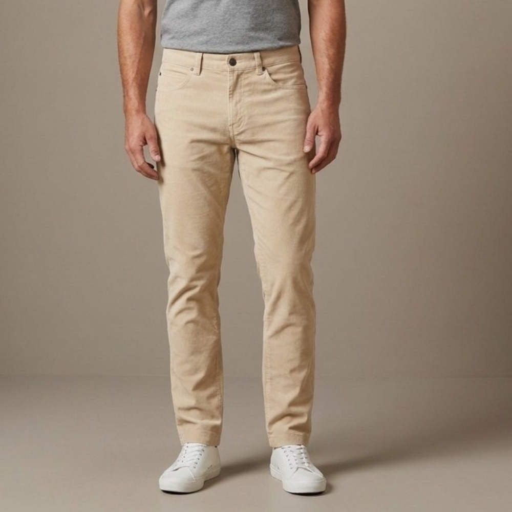 MIZZEN+MAIN Mens Leroy Corduroy Pant 30x30 Medium Beige Slim Fit Prep